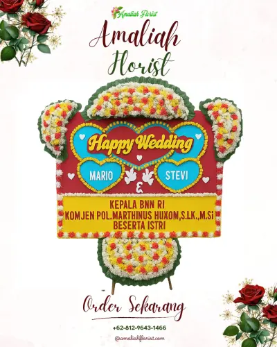 Karangan Papan Bunga Pernikahan di Mundeh